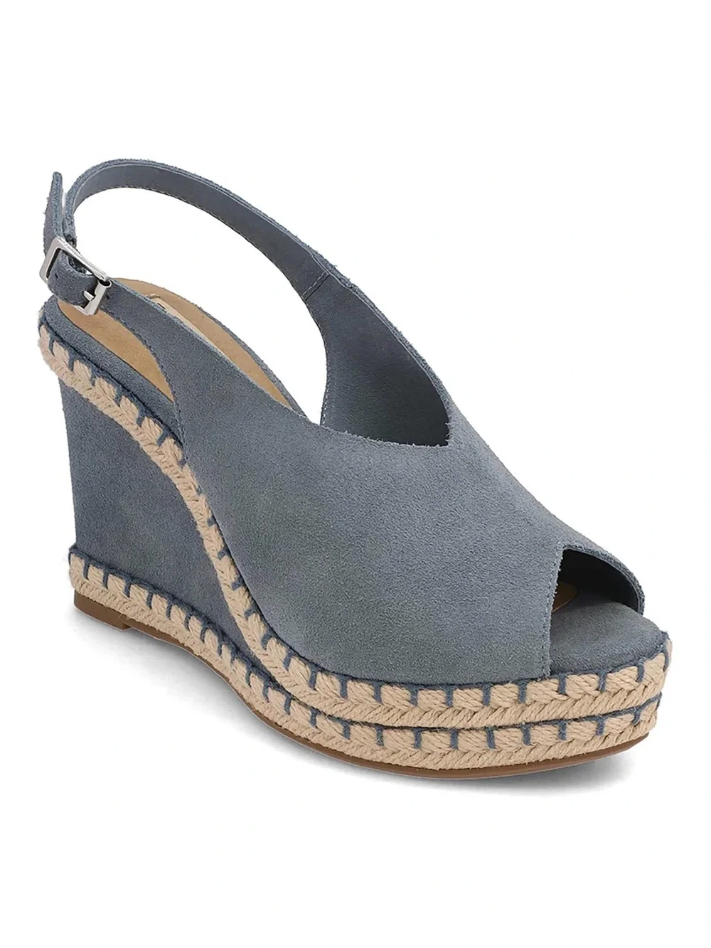 MIA Slate Blue Suede Espadrille Wedge Slingback